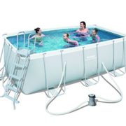 Best Swimming Pool for Garden Bestway Rectangular Steel Pro Frame Set Above Ground Swimming Pool - Grey, 13.5 Ft  